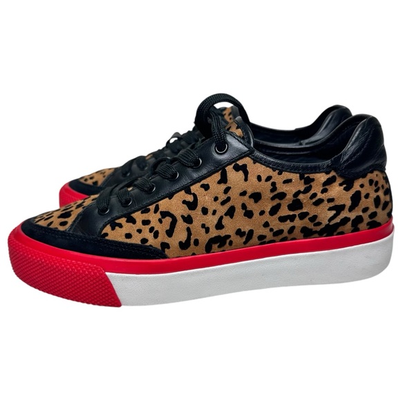 Rag & Bone Army Cheetah Leather Sneakers SZ 37 Shoes Brown Black Red - Picture 3 of 14